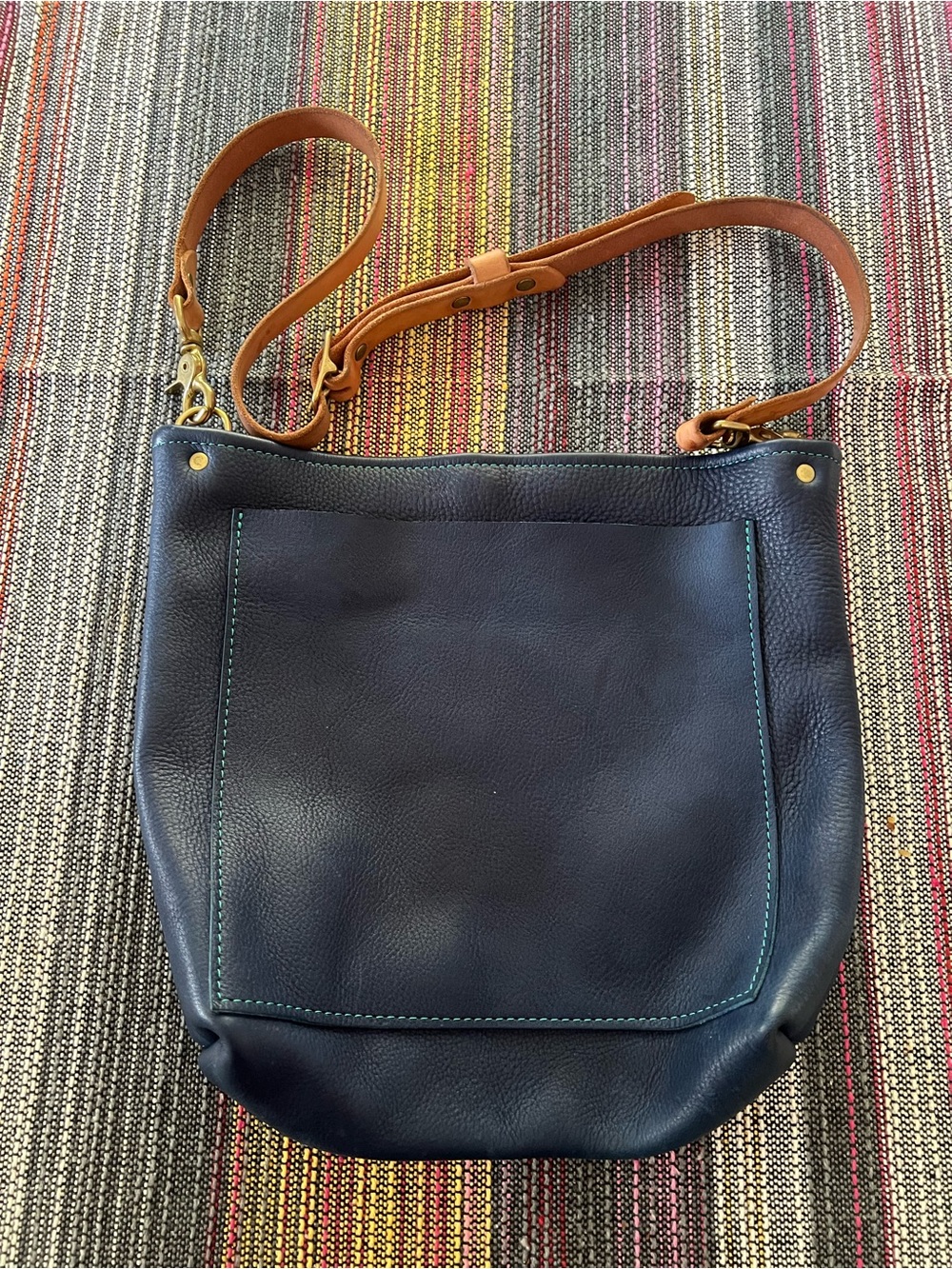 Glad & Young Leather Navy bucket bag